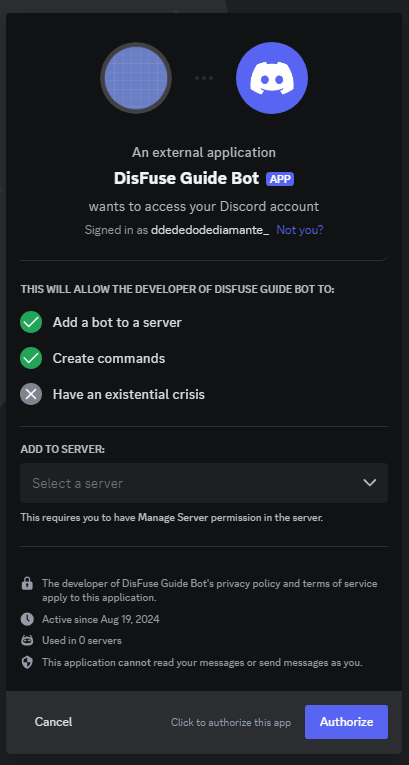 Adding bot to a server