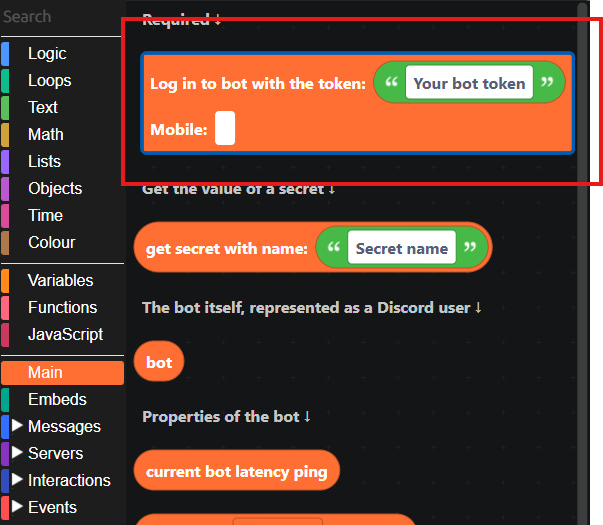 Login block
