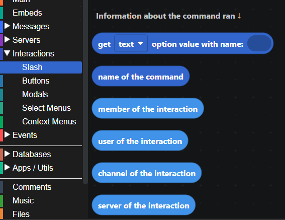 Slash command information